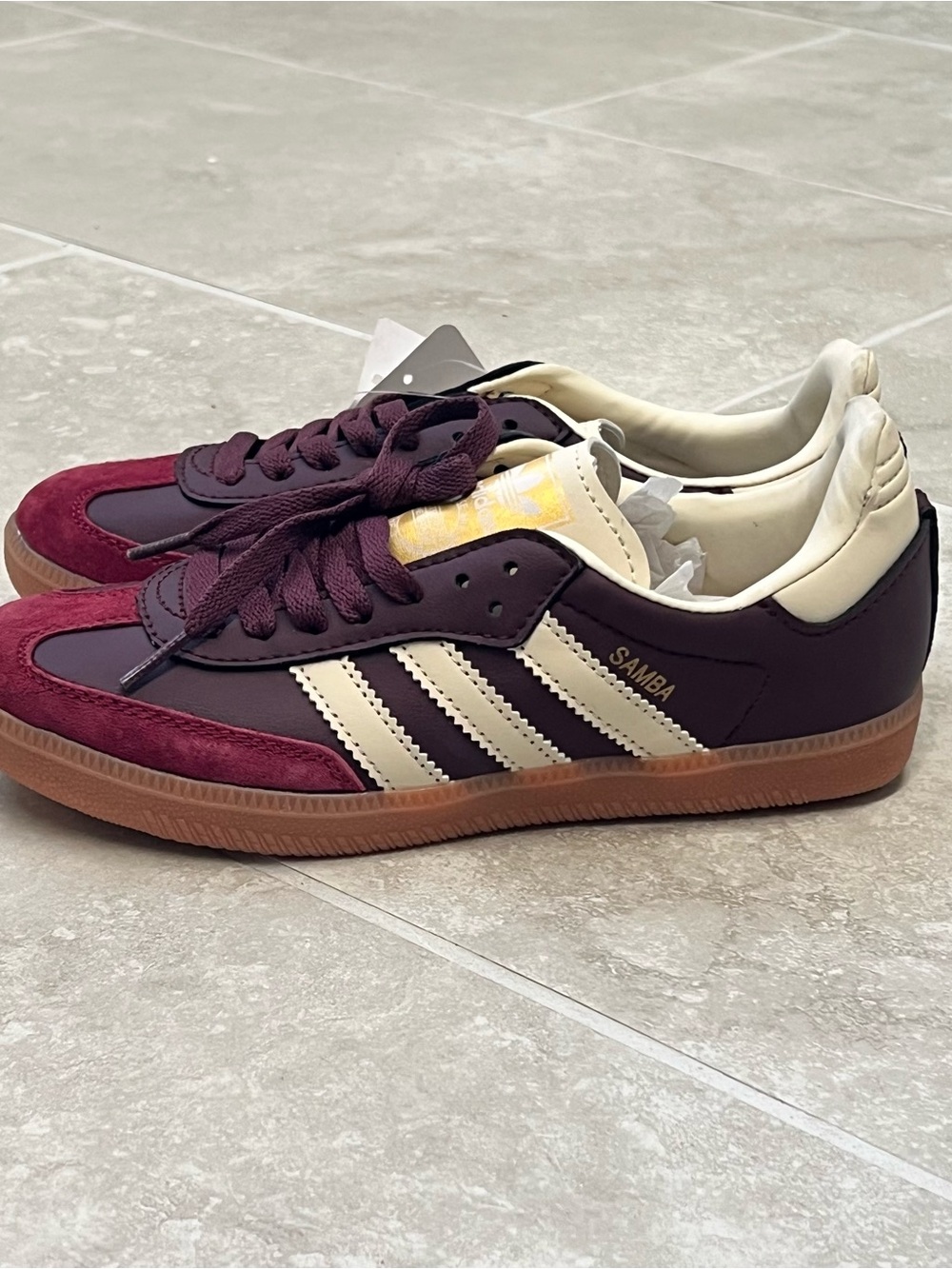 Adidas Samba OG Burgundy Maroon Cream Gum Sneakers NWT Size 5 - Picture 3 of 9